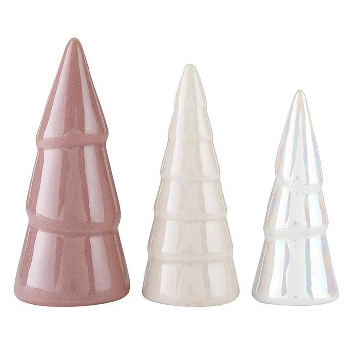 Santa Barbara Design Studio by Creative Brands - Wholesale Christmas Decoration - Holiday Ceramic Tree Set - Blush - Set of 3