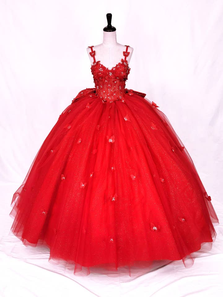 Vlinder Quinceanera Jurk Met Strik en Bandjes CHF3107 voor wholesale door Chicas