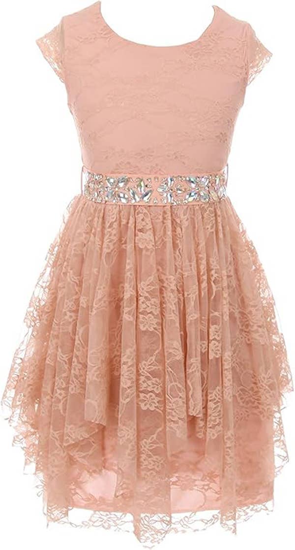 iGirlDress - Wholesale Dress - Kids - Girls Floral Lace Dress with Cubic Belt, Holiday Size 2-1412