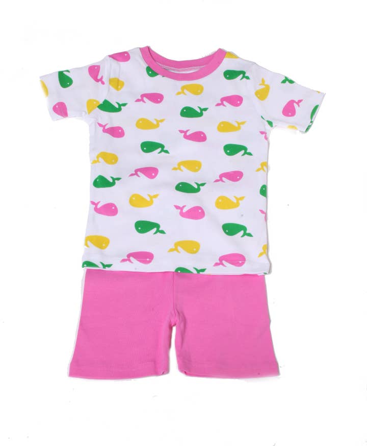New Jammies – Großhandel Schlafanzug-Set – Kinder – Bio-Baumwolle Short PJ - Wale Pink