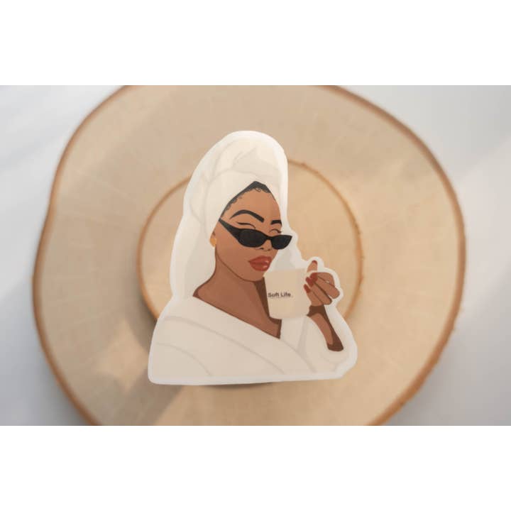 Soft Life klistermärke, svart kvinna klistermärke, svart tjej klistermärke för wholesale av Syera Love & Co.