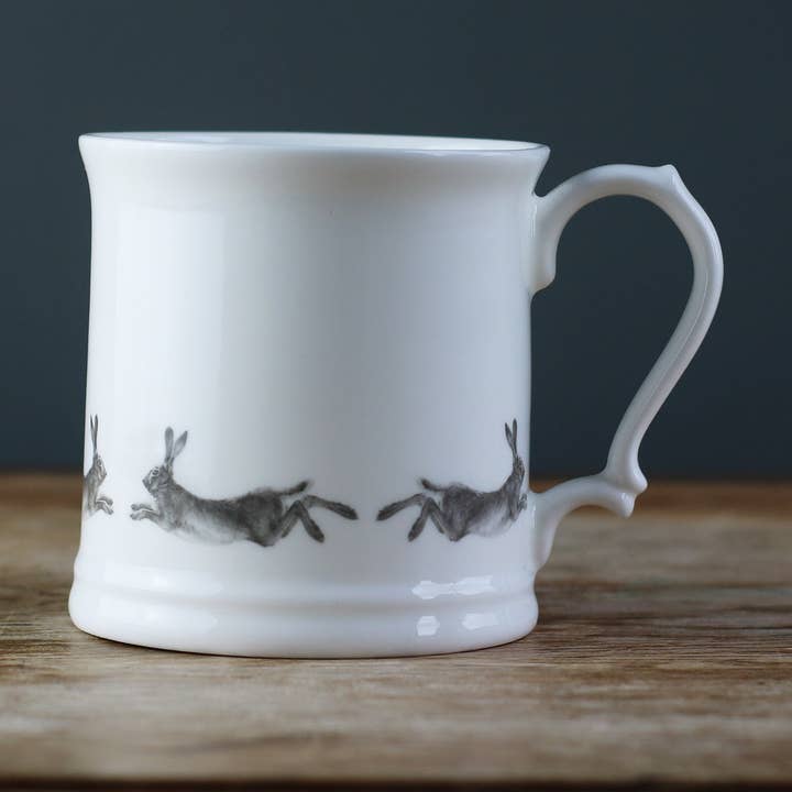 Running Hare Fine Bone China Tankard for wholesale by Casey Allum