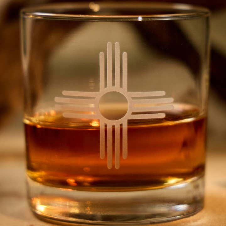A to Z Imaging and Design - Wholesale Cocktail/Liquor Glass - Zia Symbol Whiskey Glass – Southwest-Inspired Rocks Glass3