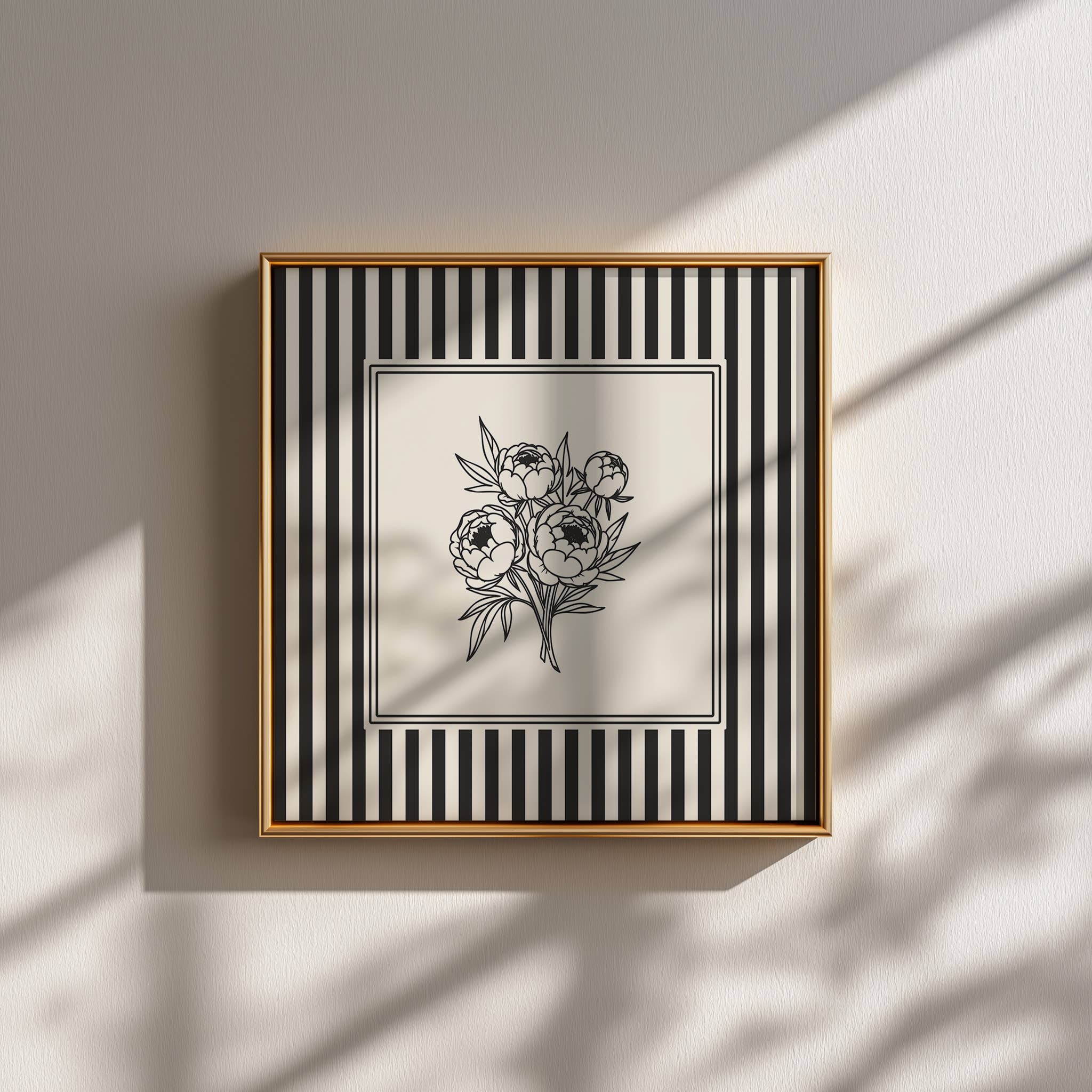 Paperly Creative Co - Wholesale Art Print - Minimalist Black & White Peonies Art Print II8