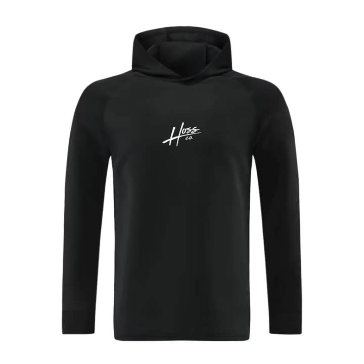 Long Sleeve Athletic Hooded Shirt (Black) for wholesale by Hoss Co.
