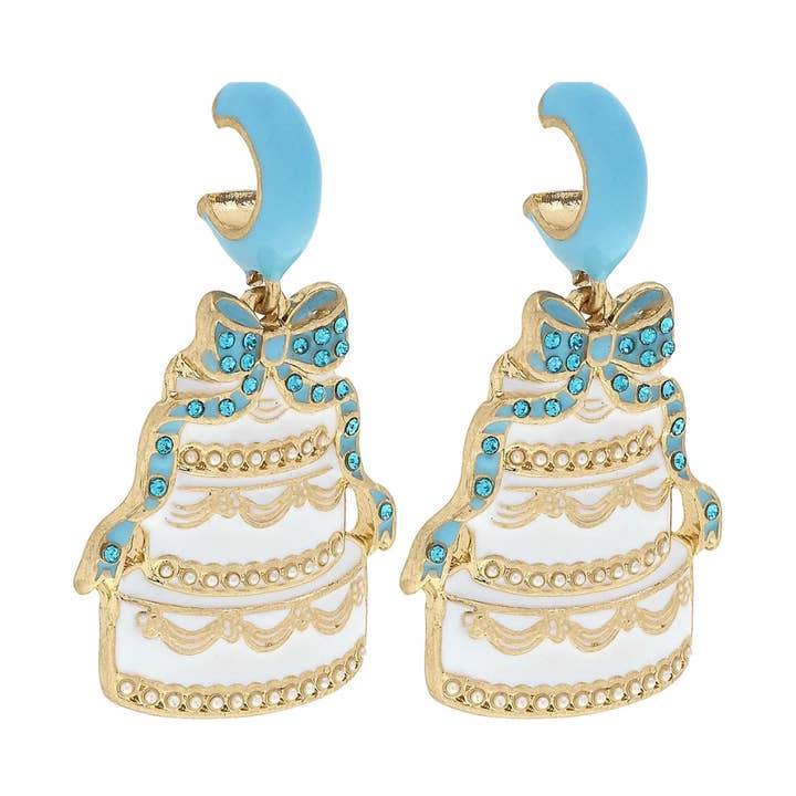 Boucles d'oreilles créoles émaillées "Wedding Cake" pour la vente par Canvas Style