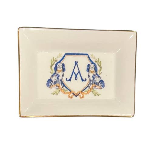 Staffordshire Monogram Trinket Tray for wholesale by The French Bee & Co