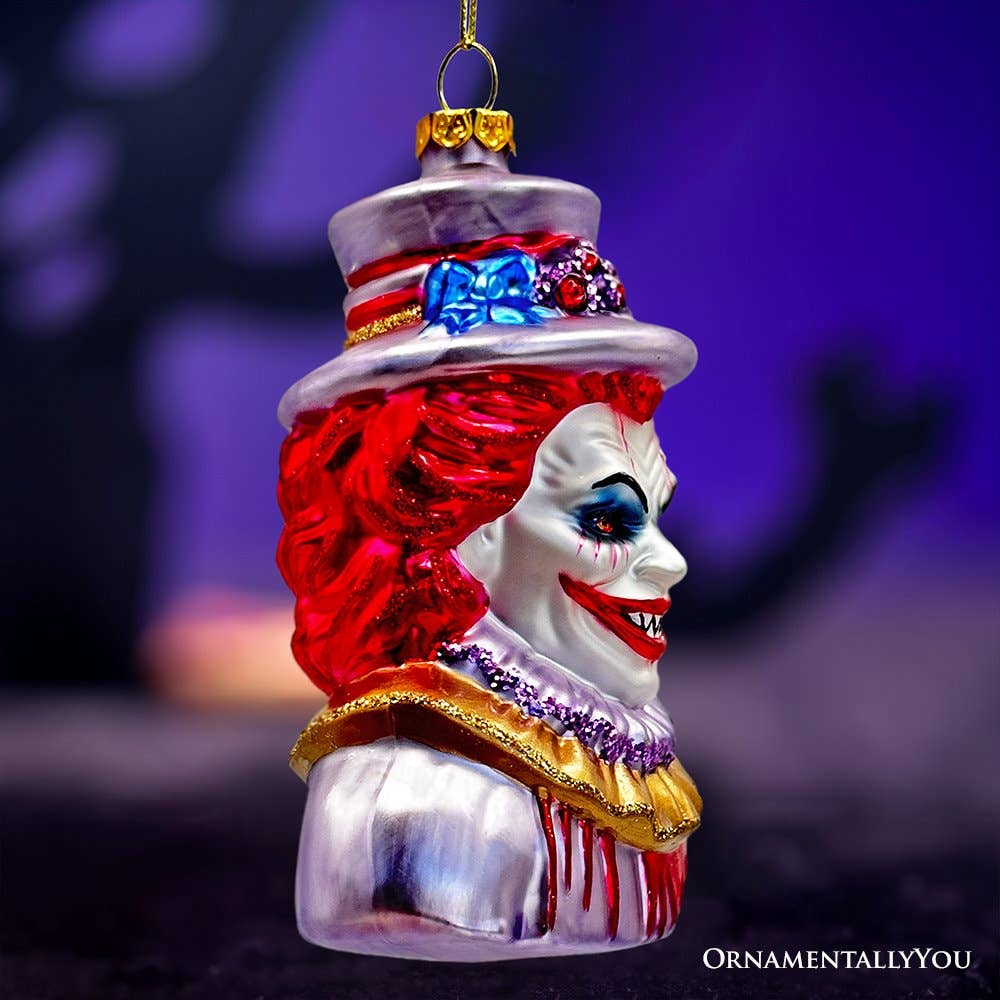 OrnamentallyYou - Wholesale Ornament - Horror Clown Head Glass Ornament, Halloween Tree Decor 4