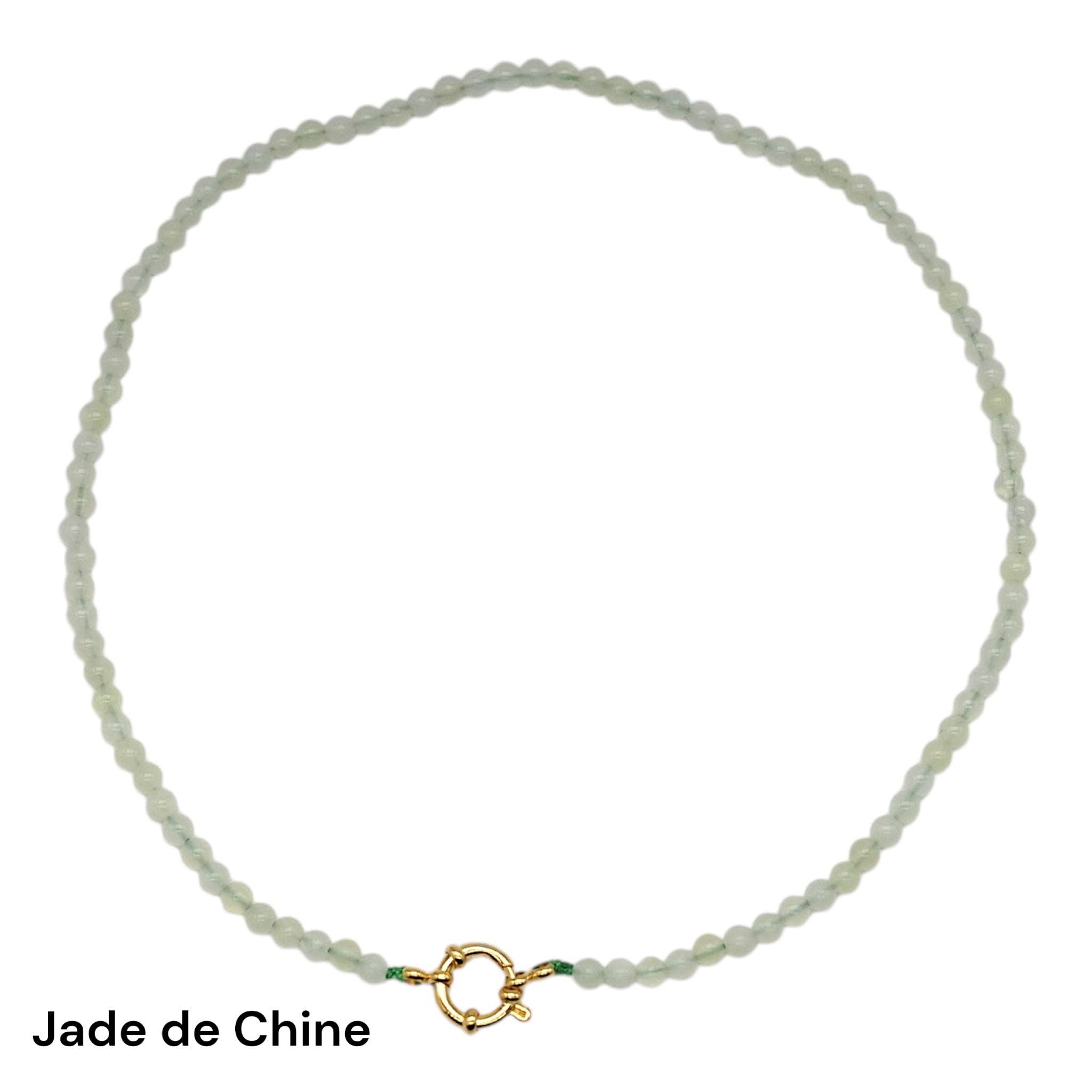 Foliesbijoux - Wholesale Beaded/Pearl Necklace - 43 cm necklace in 4 mm with gold-plated stainless steel buoy clasp (20 stones available)1