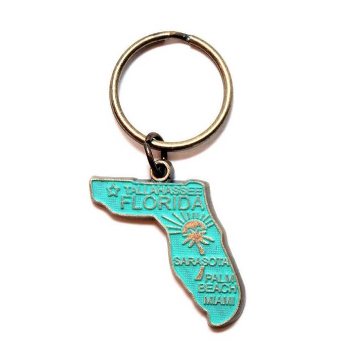 Gleeful Peacock - Wholesale Keychain - Unisex - Florida Keychain - High Quality Thick Metal State Love1