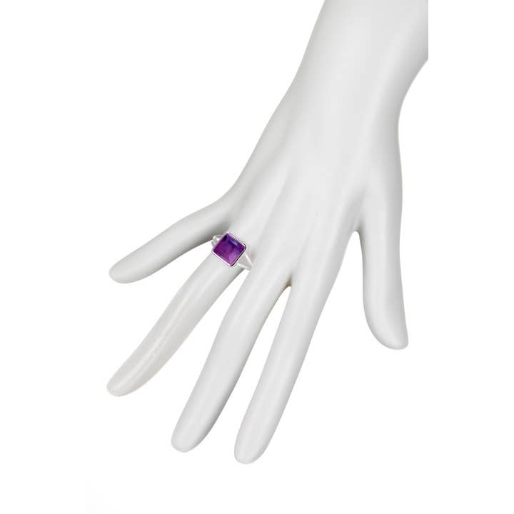 Zoey Simmons - Wholesale Single stone/solitaire ring - Amethyst Square Cut Ring - SF1