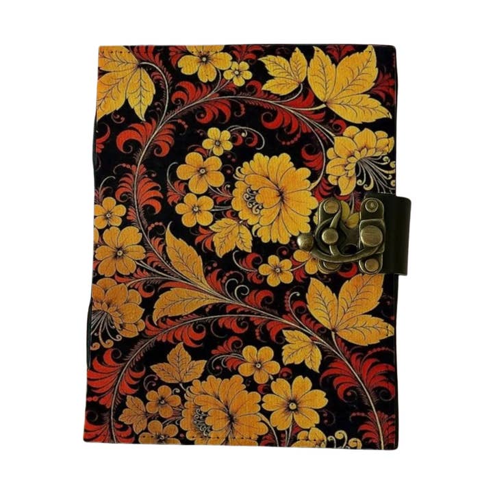 Flower Printed Leather Journal Vintage Travel Notebook Diary for wholesale by Billion Brothers
