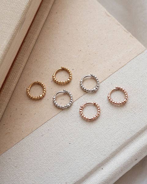 Luv AJ - Wholesale Huggie Earrings - Mini Continuous Beaded Huggies- Silver (Ships Late January)3