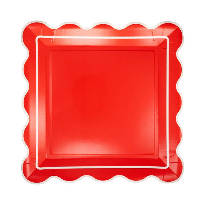 STN1241 - Red Scalloped Square Plate for wholesale by My Mind’s Eye