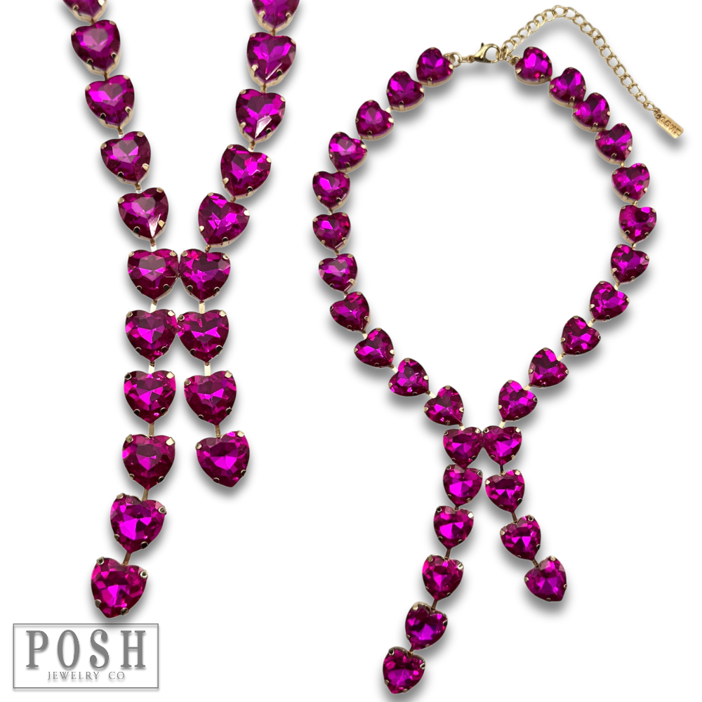 Pink Panache Brands - Wholesale Y-Neck/Lariat Necklace - Rhinestone heart lariat necklace4