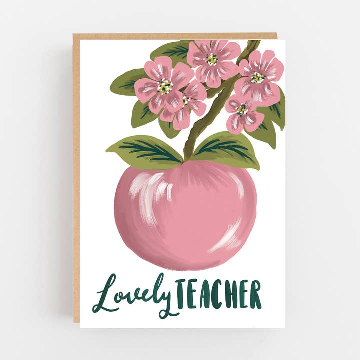 Lovely Teacher - Apple Blossom Card for wholesale by Lomond Paper Co