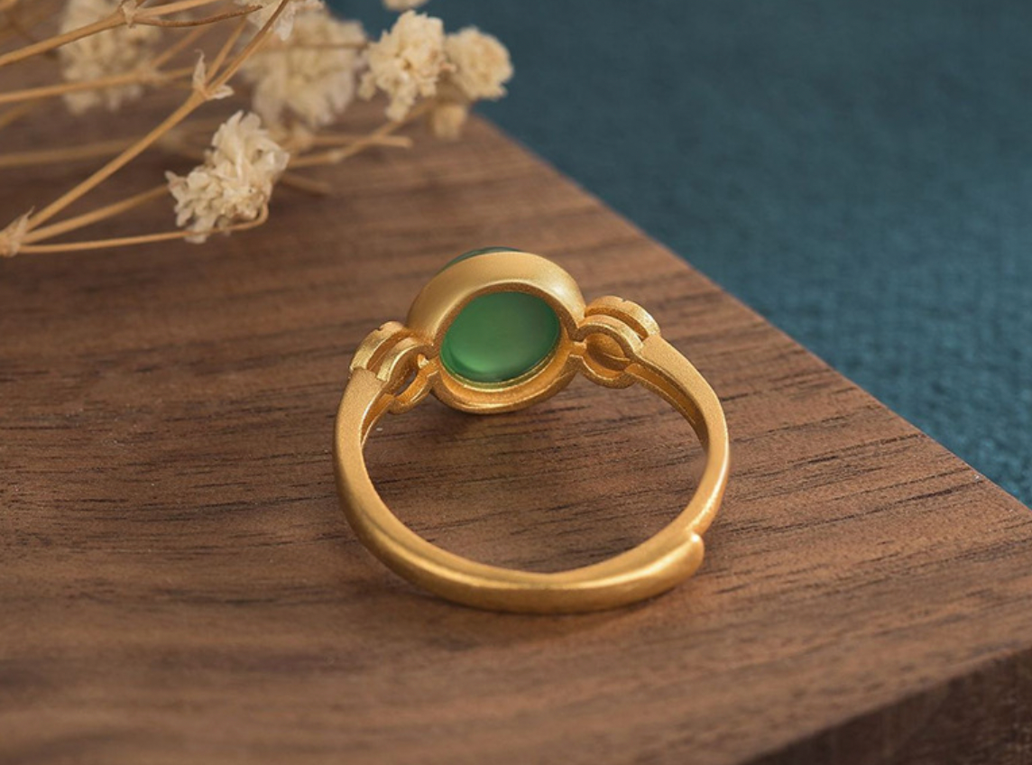 Bright MacMing - Wholesale Single Stone/Solitaire Ring - Asian/Chinese Classic Style Jade Open Ring2