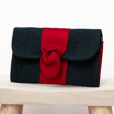 Tasche mit Klappe - Hanf, Fichte, meergrünes Leder für den Großhandel von Fossette