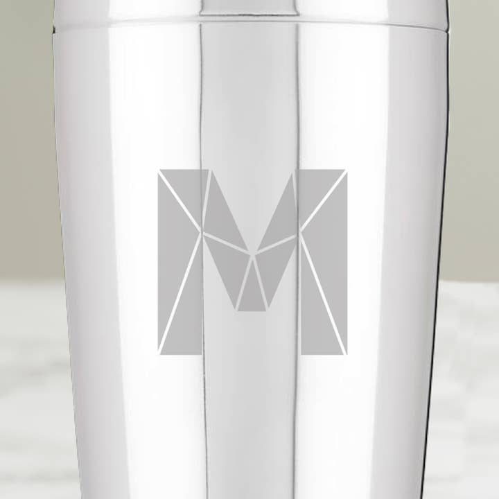 Gepersonaliseerde initiële cocktailshaker met facetten voor wholesale door Becky Broome