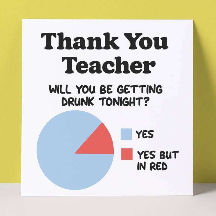 PIE CHART TEACHER - THANKYOU CARD for wholesale by Pack a Punch Designs