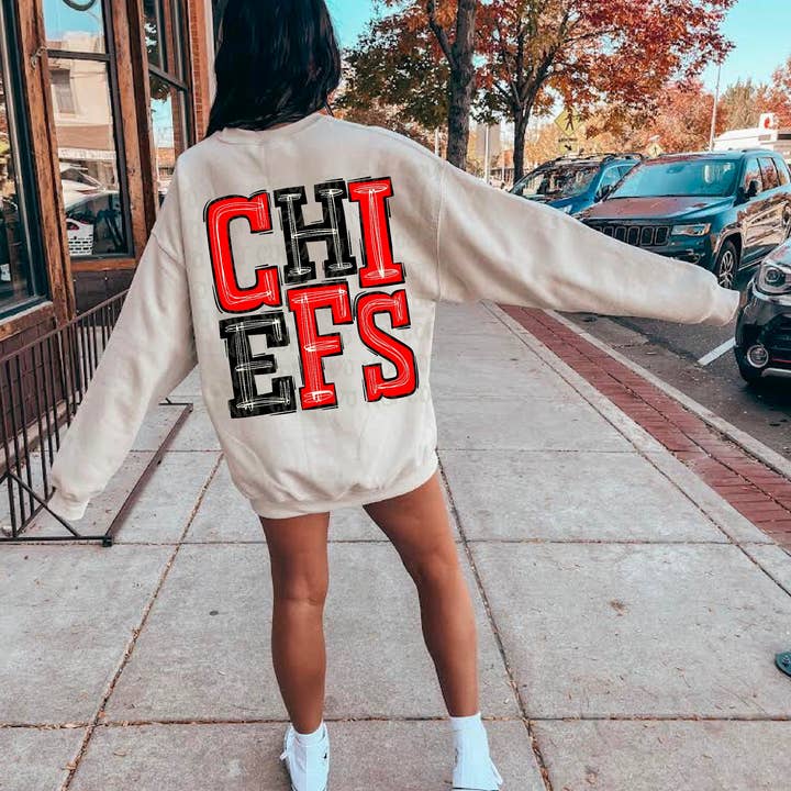 Transfert DTF rouge/noir Chiefs pour la vente par K and M Designs