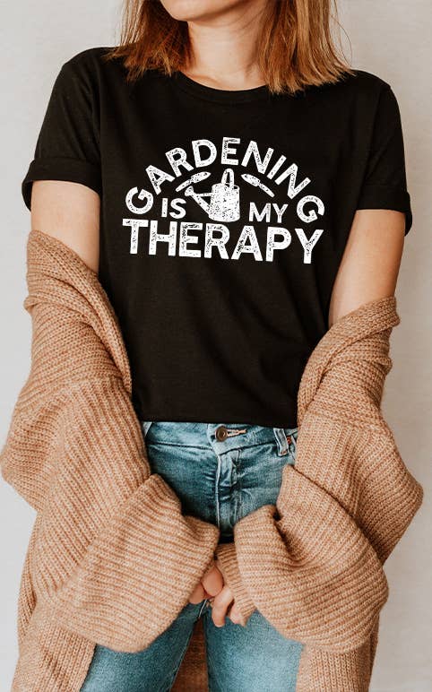 Select Apparel - Wholesale Screen Printed T-Shirt - Women's - Gardening Is My Therapy Graphic Tee0