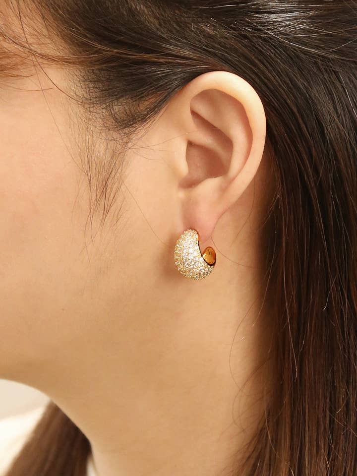 DJE311307 14K Dipped Encrusted Pave CZ Post Earrings for wholesale by MiMi Wholesale