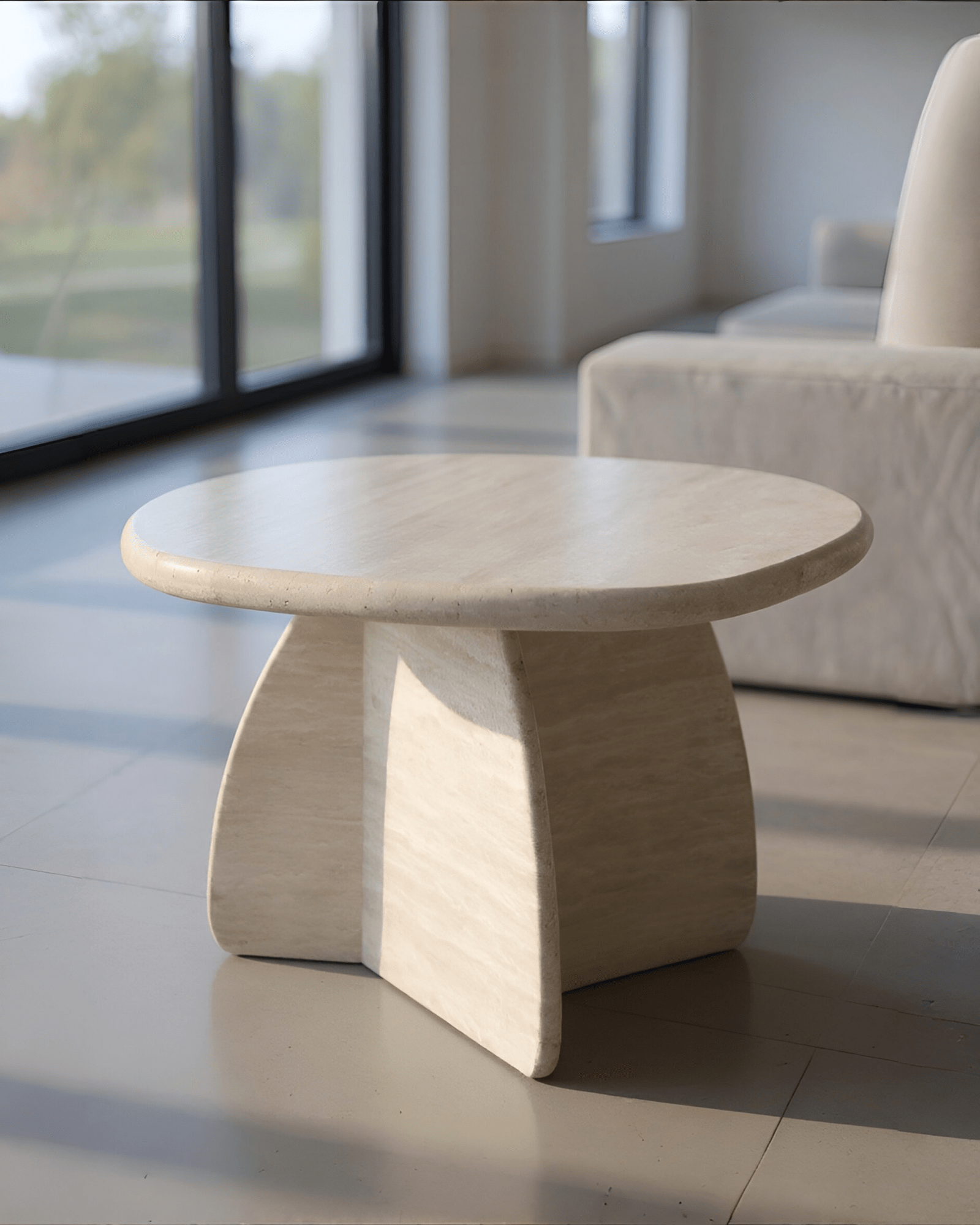 Belaré Home - Wholesale Side Table - Toscana Handcrafted Italian Travertine Side Table - Sculptural Stone3