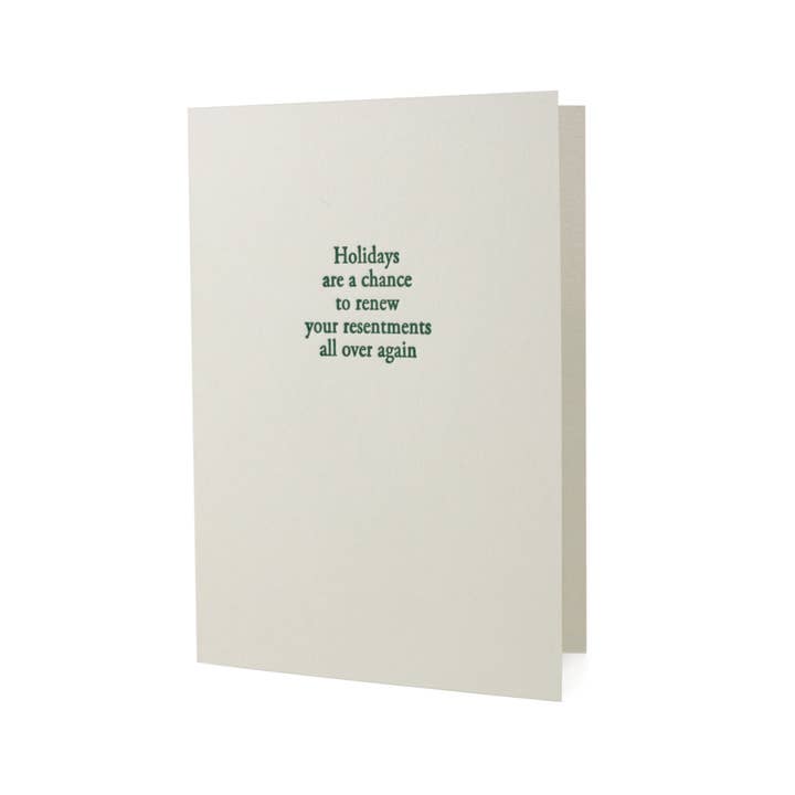 Hat Wig Glove Co. - Vendita all'ingrosso Biglietti di auguri di buone feste - Carta tipografica Holiday Resentments