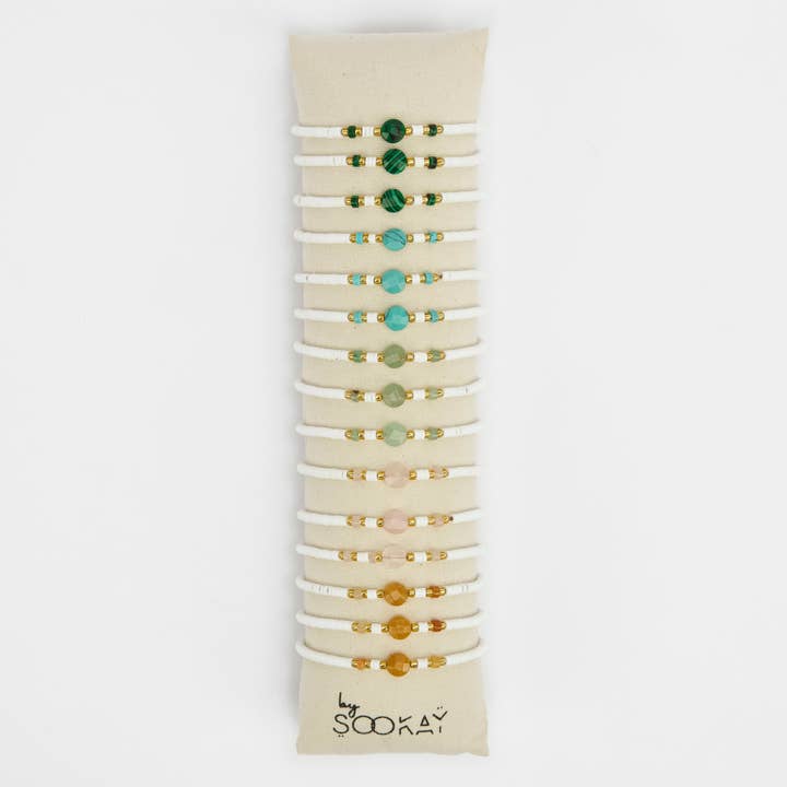 BC016 Round Stone Bracelets White Fimo for wholesale by By Sookay