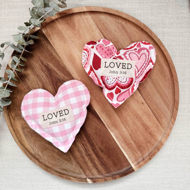 Fabric Heart - Loved John 3:16 | Handmade | Valentine Decor for wholesale by So Thoughtful Gifts