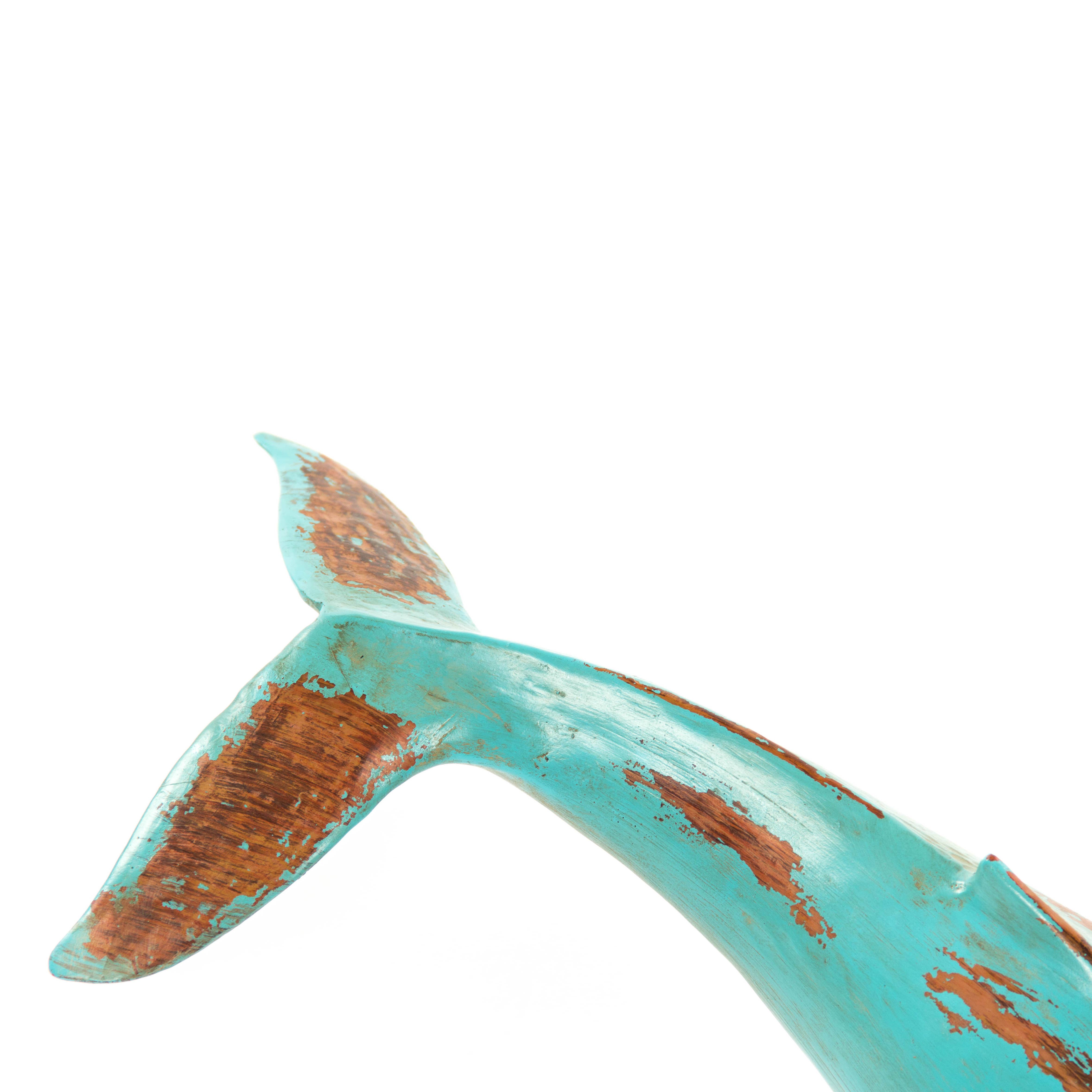 Distressed Turquoise and Brown Humpback Whale Sculpture for wholesale on Faire3
