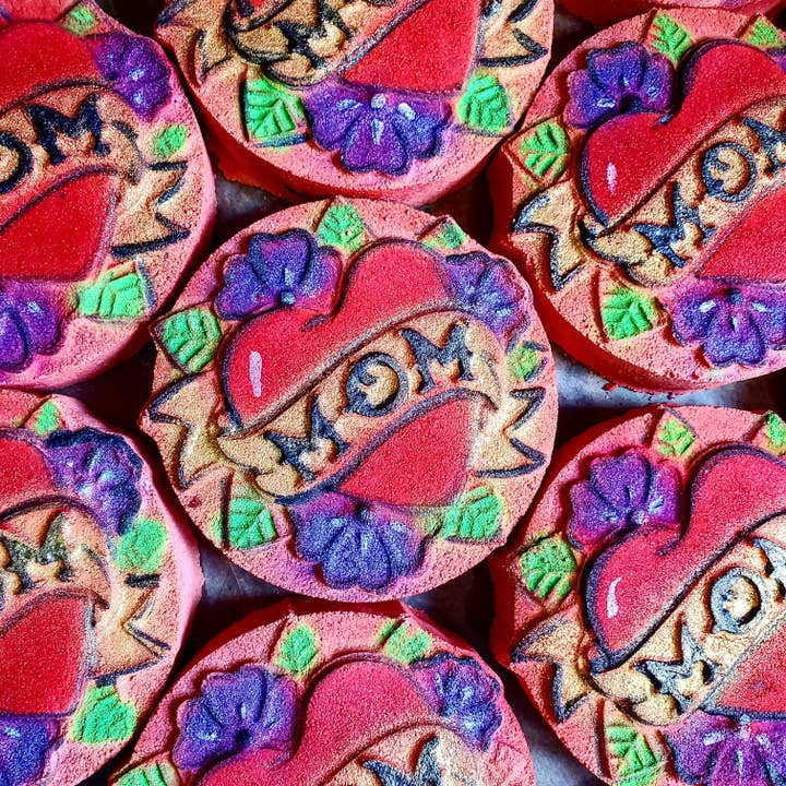 Traditional Mom Tattoo Bath Bomb for wholesale by Velvet Riot Co