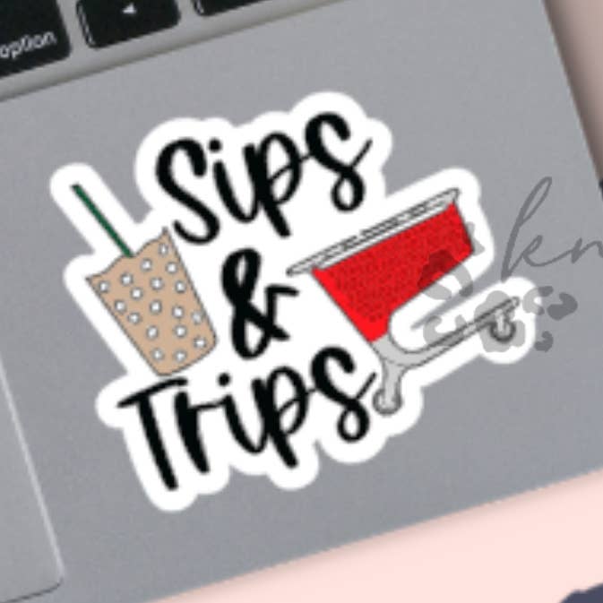 Sips & Trips Sticker for wholesale by KNS Designs Jax