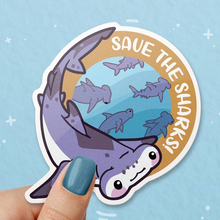 Adesivo in vinile con squalo martello per la vendita all'ingrosso da parte di Byte Size Treasure