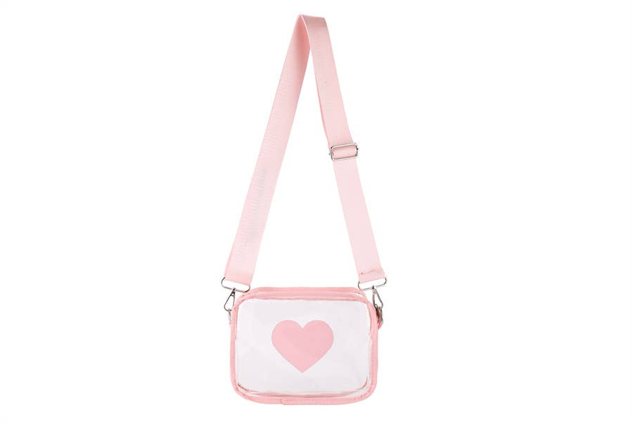 Nima Accessories Inc - Wholesale Crossbody Bag - Women's - Ladies Clear See Thru Heart Theme  Crossbody Handbag2