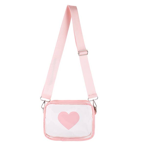 Nima Accessories Inc - Wholesale Crossbody Bag - Women's - Ladies Clear See Thru Heart Theme Crossbody Handbag2
