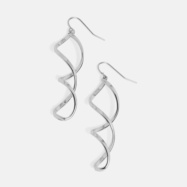 Sleek Twist Dangle Earrings - Silver for wholesale by Whispers