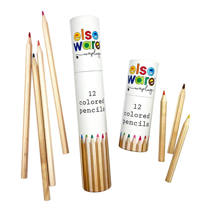 Colored Pencils - Tall & Travel Size - 12 Colors for wholesale by elseware unplug / eco-kids