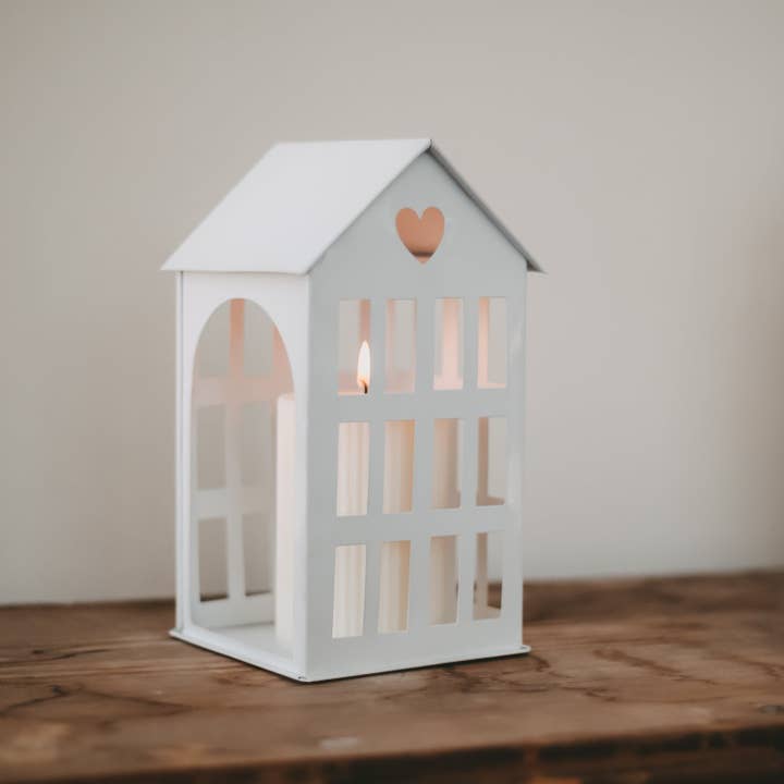 Eulenschnitt - Wholesale Decorative Figurine - Metal house medium white (PU = 4 pcs)1