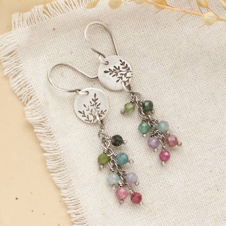 Mini Sprout Rainbow Tourmaline Earrings for wholesale by Sarah DeAngelo