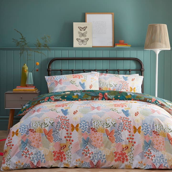Forage Floral Duvet Cover Set Teal for wholesale on Faire2
