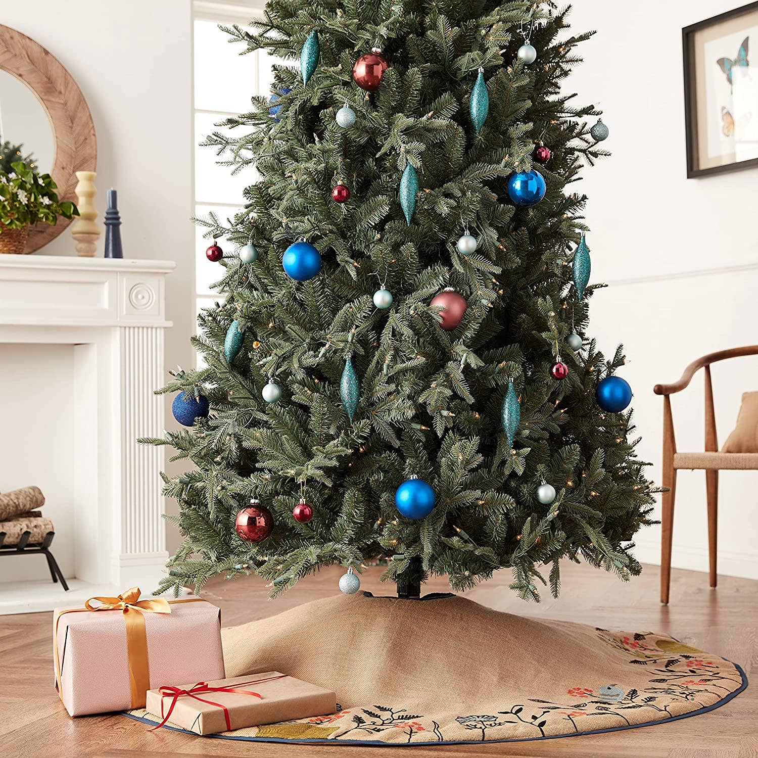 Arcadia Home – wholesale Julgransmatta – Handgjord julgransmatta - Broderad skog - 60"2