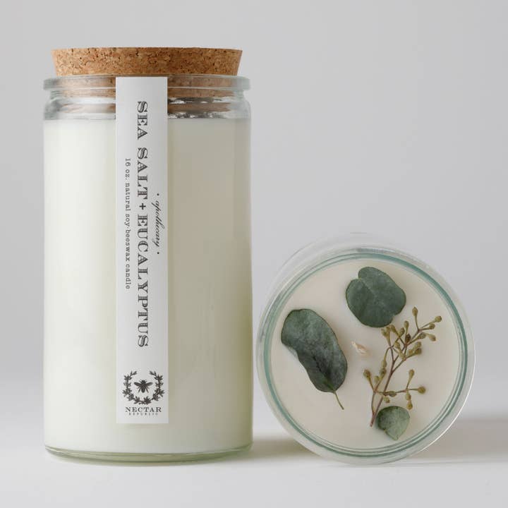 Sea Salt + Eucalyptus Apothecary Candle | mothers day spring for wholesale by Nectar Republic