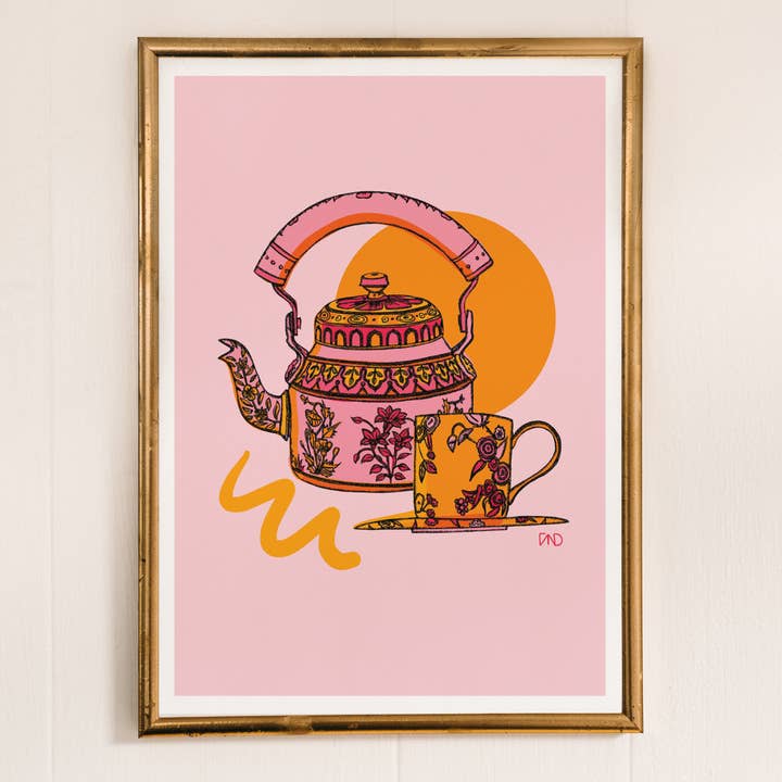 Impresión de Arte de Tetera Excéntrica Rosa - Impresiones Audaces para el Hogar para venta al por mayor de Freya Niamh