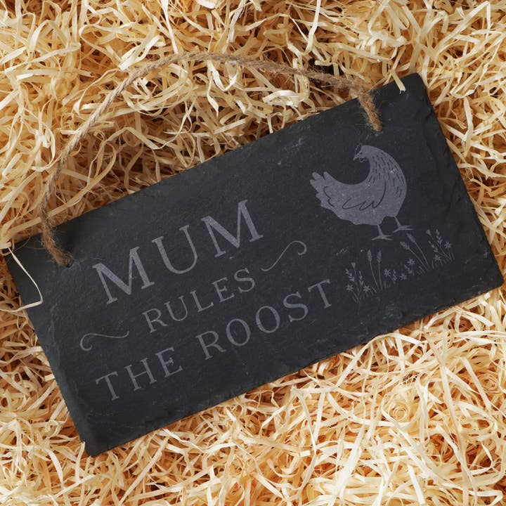 'Mum Rules The Roost - Slate Hanger for wholesale by CGB Giftware