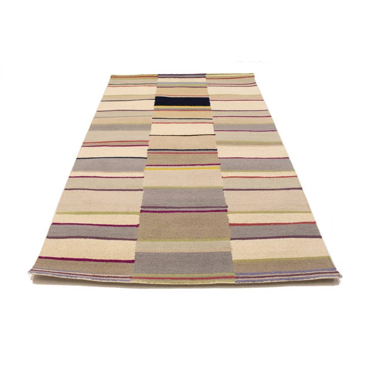 Tapis moderne à rayures multicolores 5X8 pour la vente par Magic Rugs Inc.