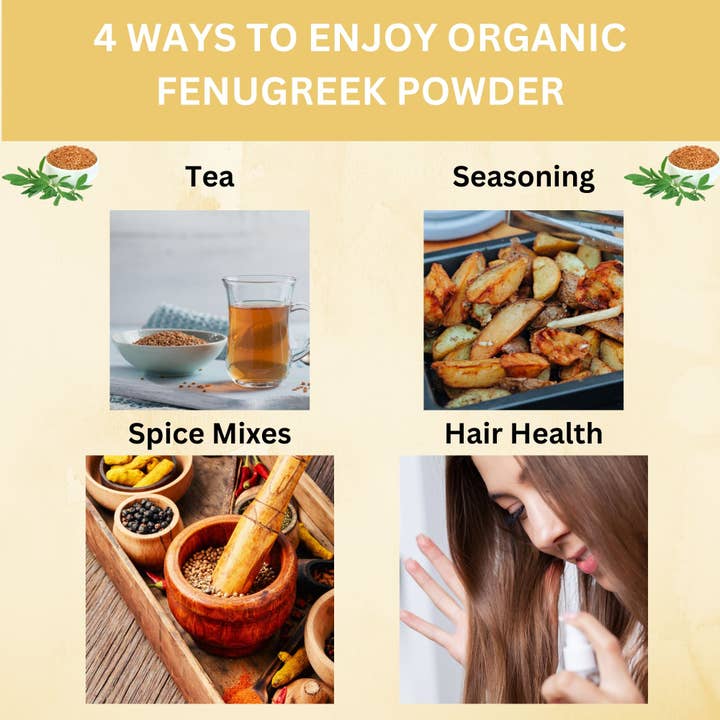 SPICY ORGANIC - Venta al por mayor Proteínas y superalimentos en polvo - Polvo de alholva orgánico, certificado por el USDA, semillas de metilo en polvo para cocinar, tu camino hacia un crecimiento saludable del cabello2