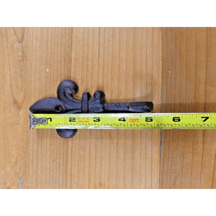 Midwest Craft House - Wholesale Wall Hook - Victorian Rustic Cast Iron Fleur De Lis Wall Hook, 5 1/2"