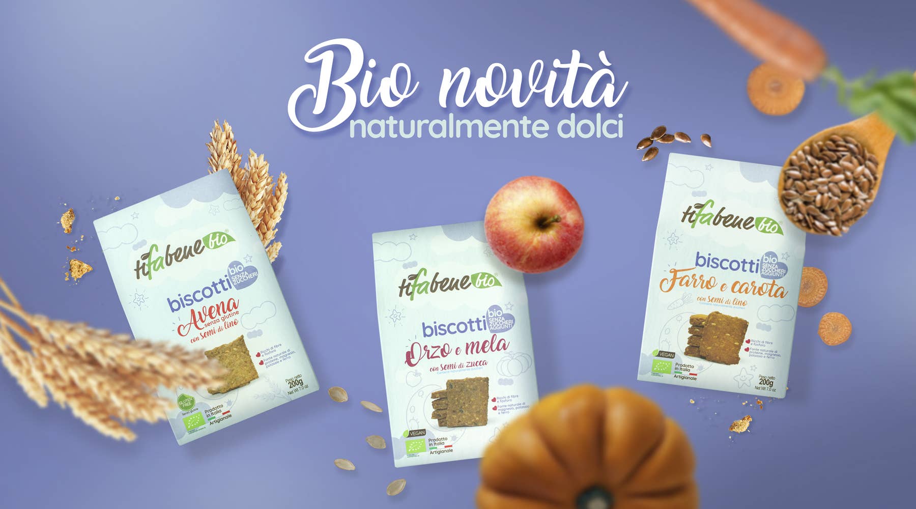 Le deliziose pasticceria sas Ti fa bene bio - Wholesale Cookie - Organic spelt and carrot cookies with flax seeds2